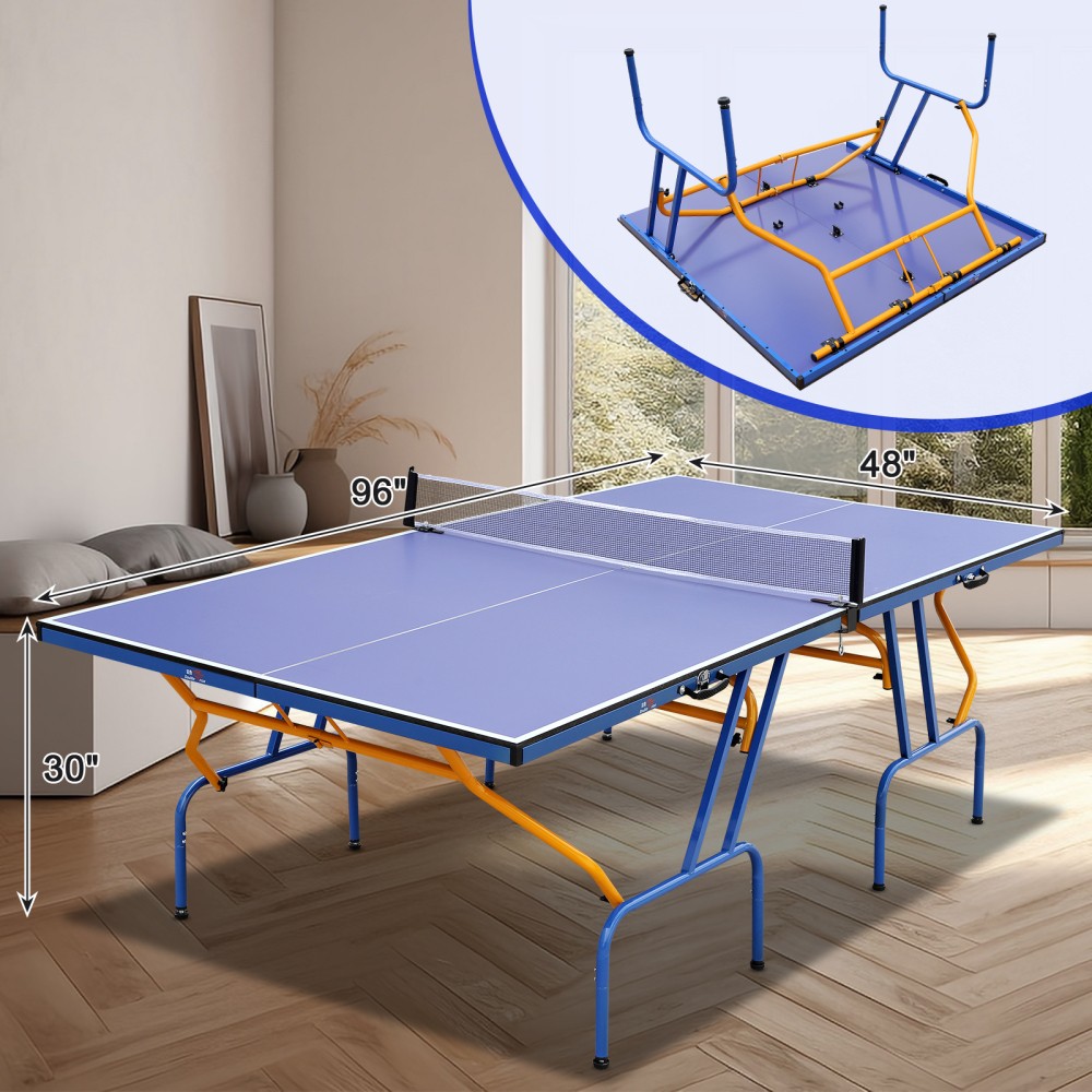 Table Tennis Table, 8×4 Ft Foldable & Portable Ping Pong Table Set With 2 Table
