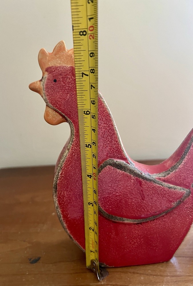 Ceramic Red Rooster Tabletop Farm Decor Distressed Look