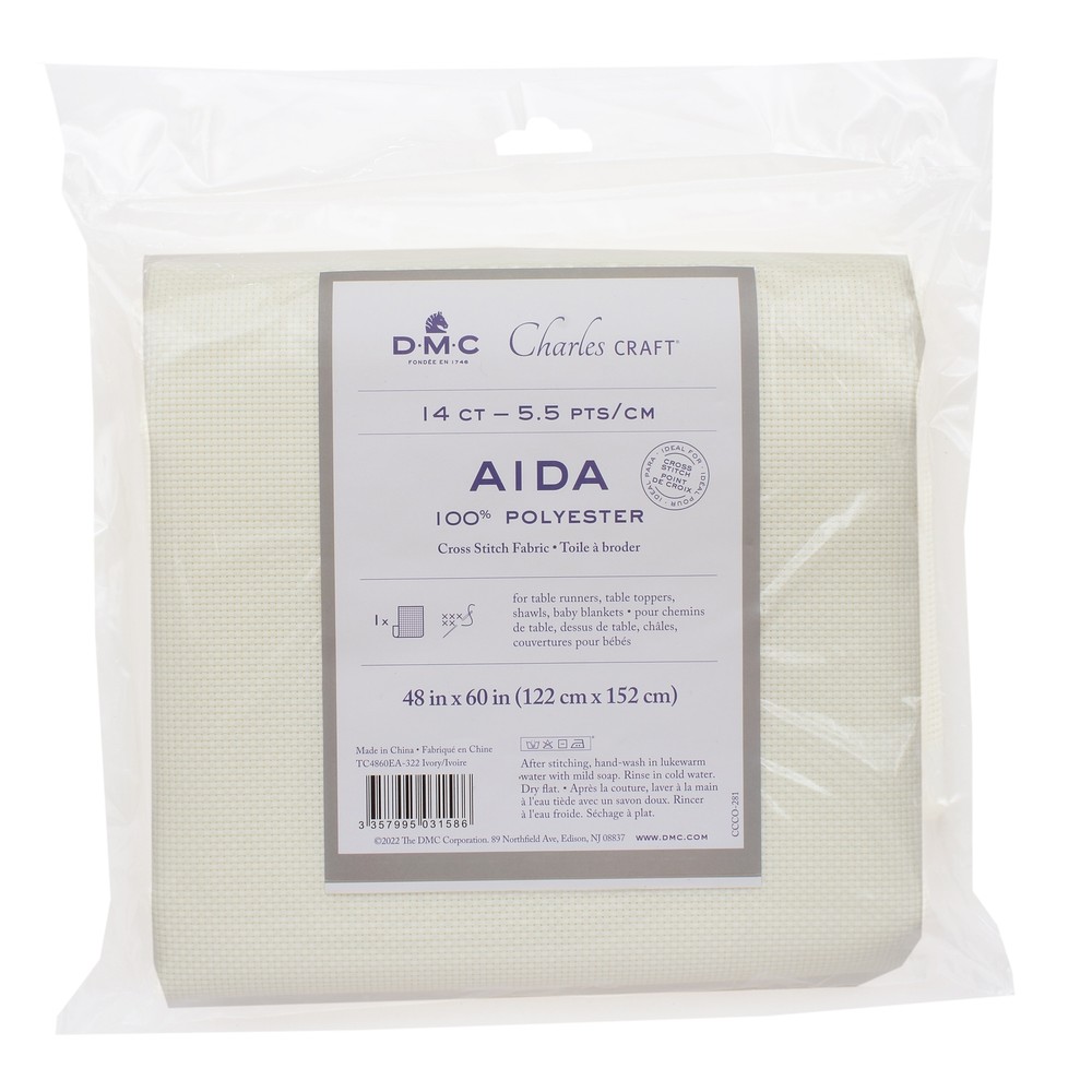 Charles Craft Polyester Aida 14 Count 48"X60"-Ivory