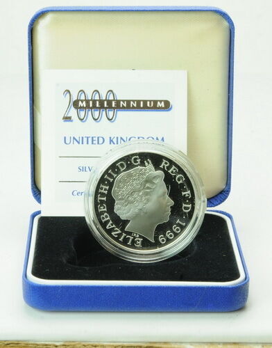 2000 Millenium United Kingdom Uk Silver Five Pounds 1999
