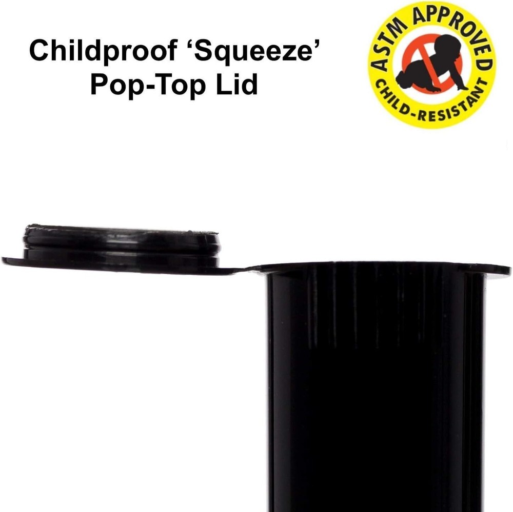 Airtight Solid Black Squeeze Container Waterproof Childproof. Snap Closure x5