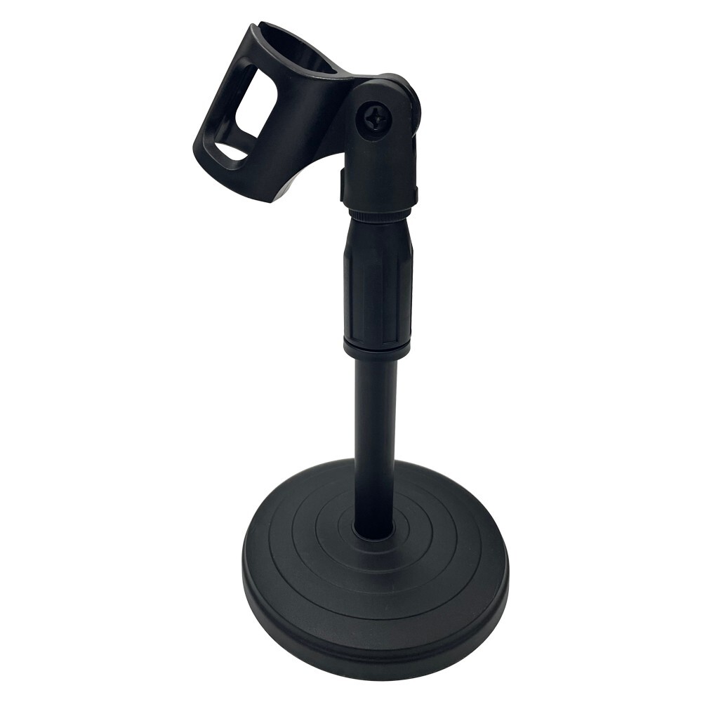 Adjustable Desktop Microphone Lifting Stand Mini Round Base with Mic Clip