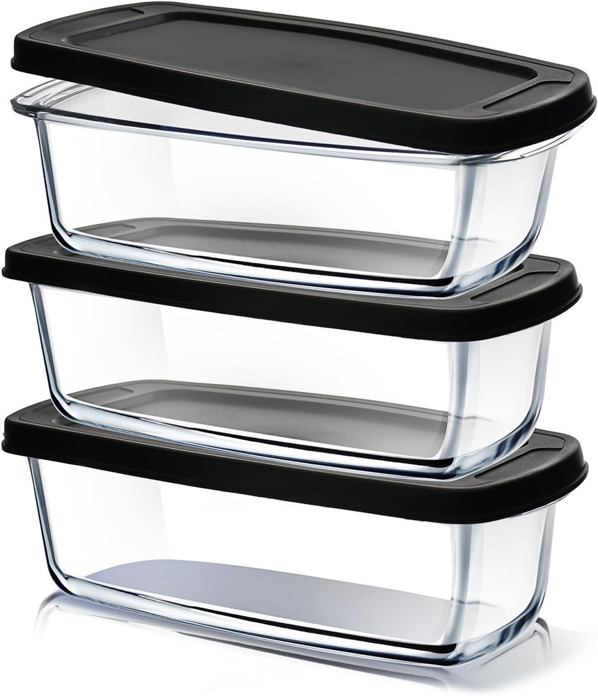 EATEX Glass Bread Pans for Homemade Bread Baking, 1.9 Quart Deep Rectangular