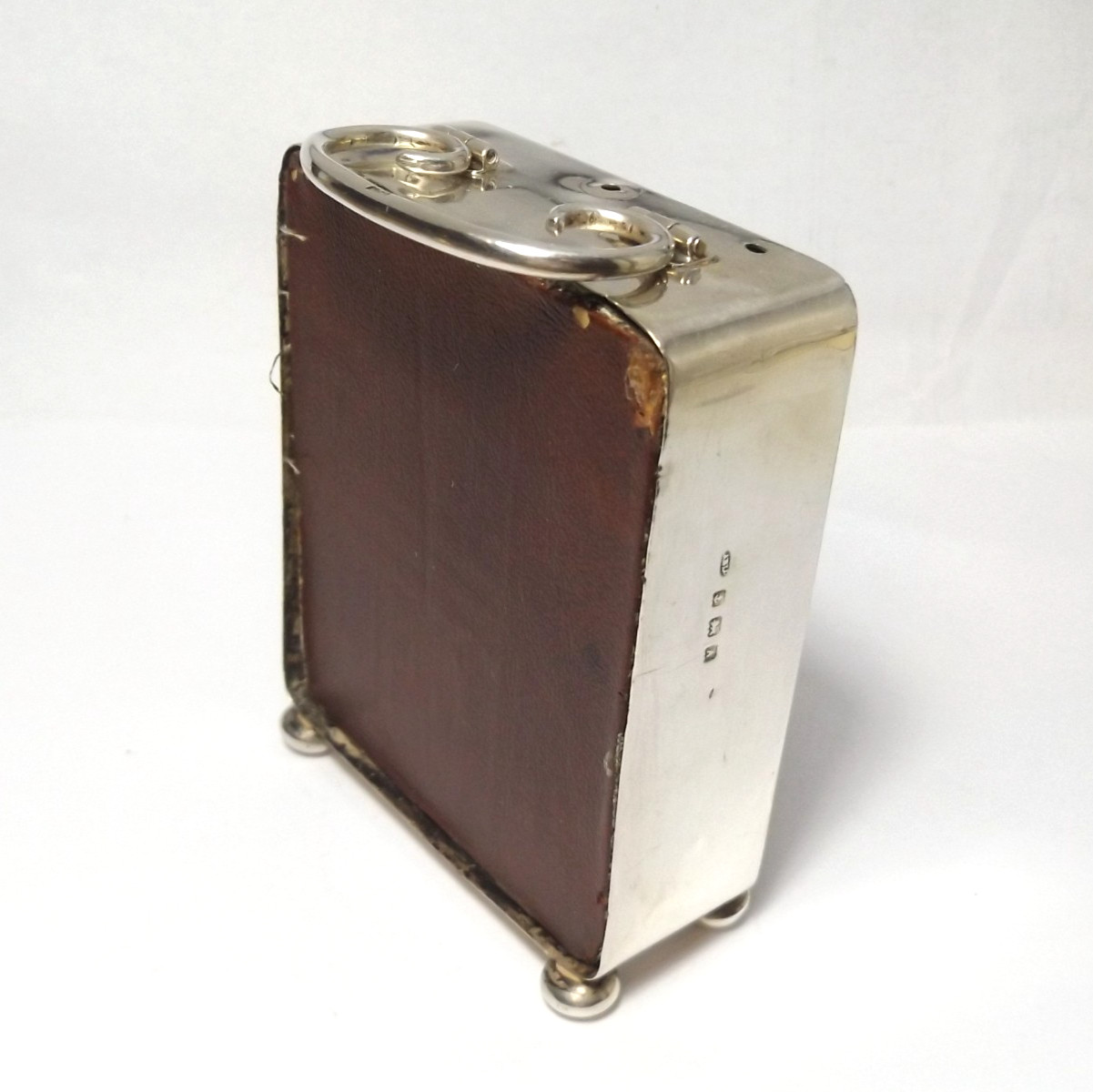 ANTIQUE HARROD'S STERLING SILVER CLOCK, BEDSIDE/ DESK CLOCK BIRMINGHAM 1925