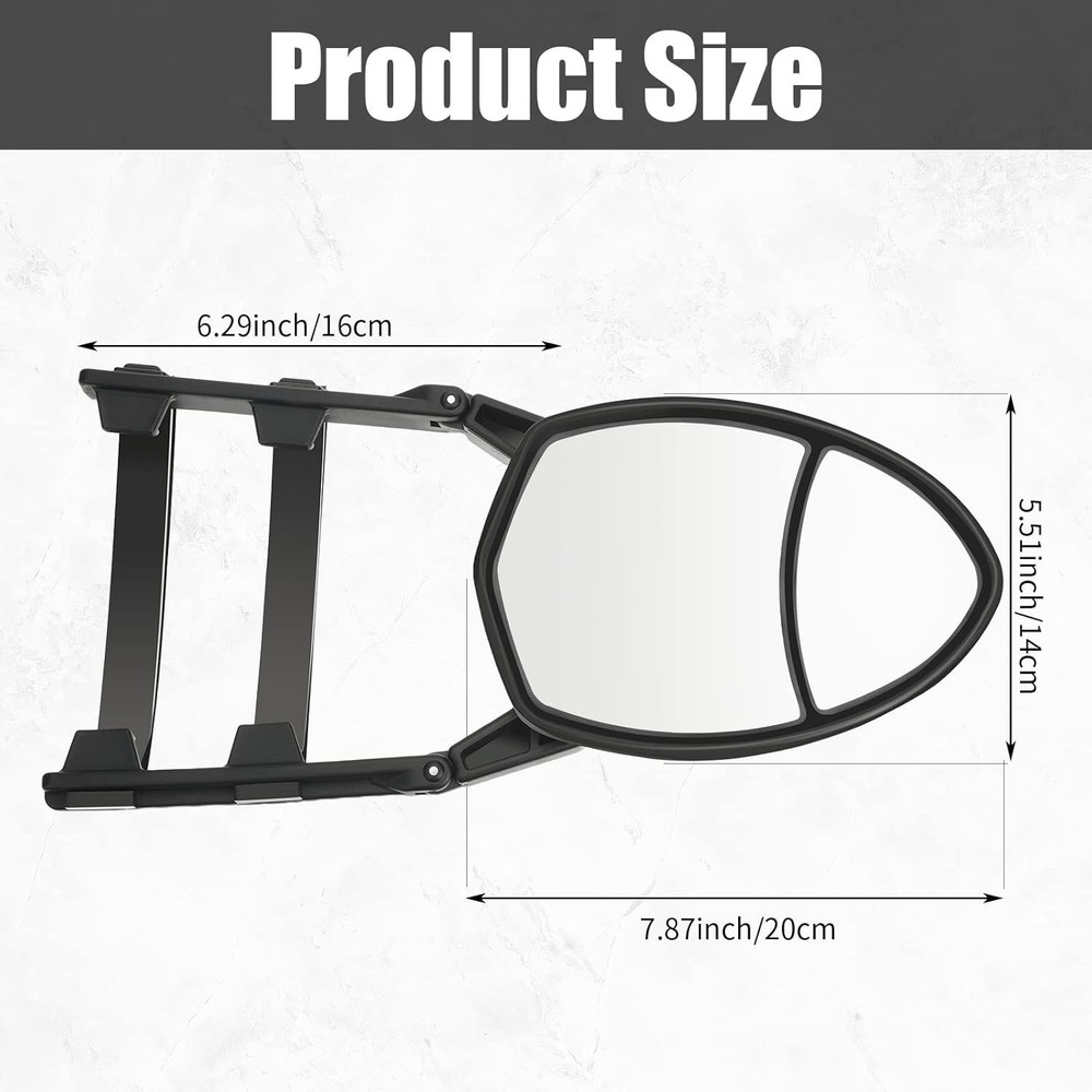 Durable 2-Piece Black Towing Mirror Set - Easy Installation & Adjustable