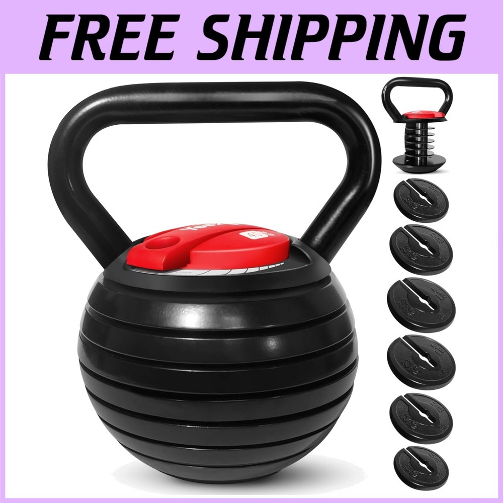 Adjustable Kettlebell Set 20-40 LB Weight Solid Iron Handle