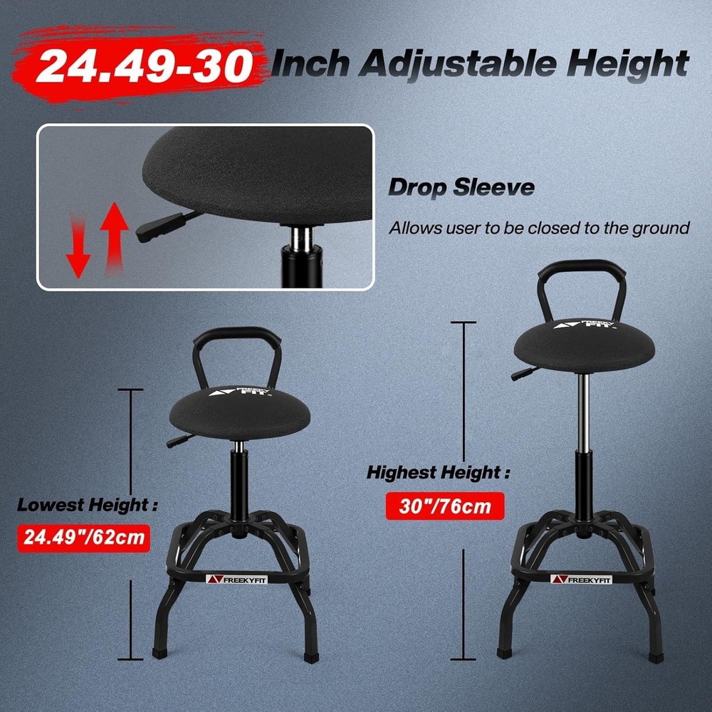 Garage Stool, Adjustable Height Swivel Work Mechanic Shop Stool wit...