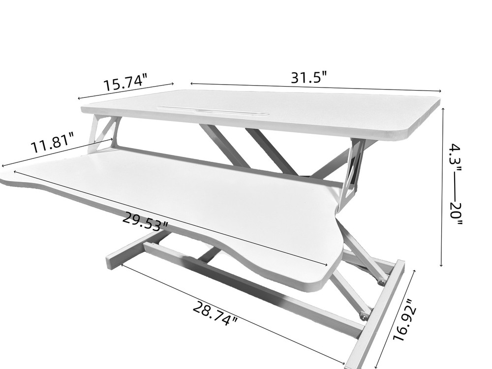 32In Desk Converter Height Adjustable Sit to Stand Riser Standing Computer Desk
