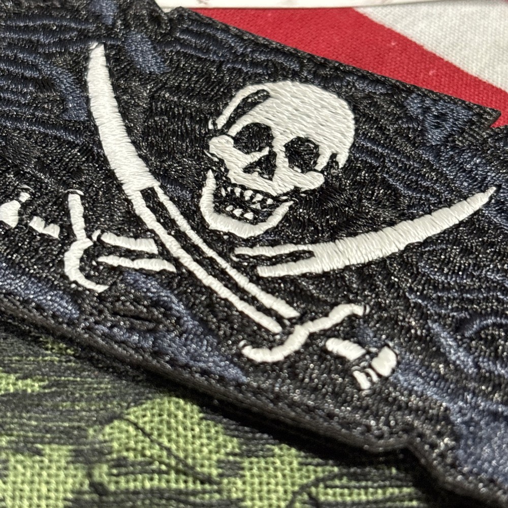 Pirate Flag Banner Size Tactical Hook Loop Patch High Quality ~2x5”