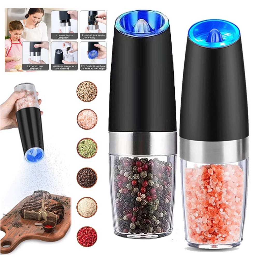 Electric Salt and Pepper Grinder Set, Automatic, Adjustable, Gift, 2 Pack
