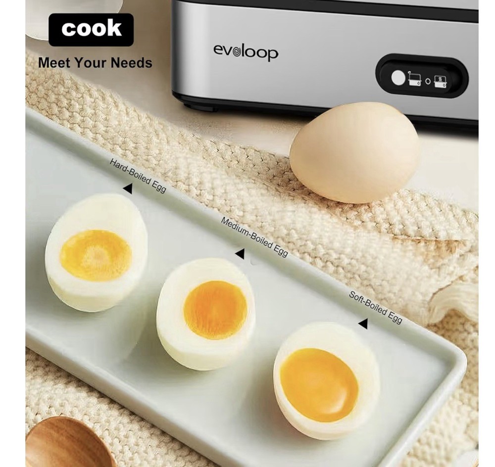 Evoloop Rapid Egg Cooker Electric 6 Eggs Capacity, Soft, Medium, Hard Boiled,