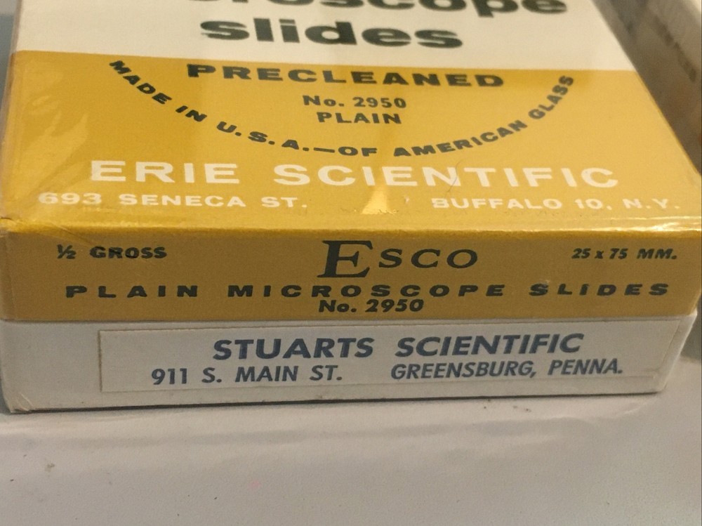 2 Boxes New Esco Selected Plain Precleaned Microscope Slides No. 2950 + Bonus