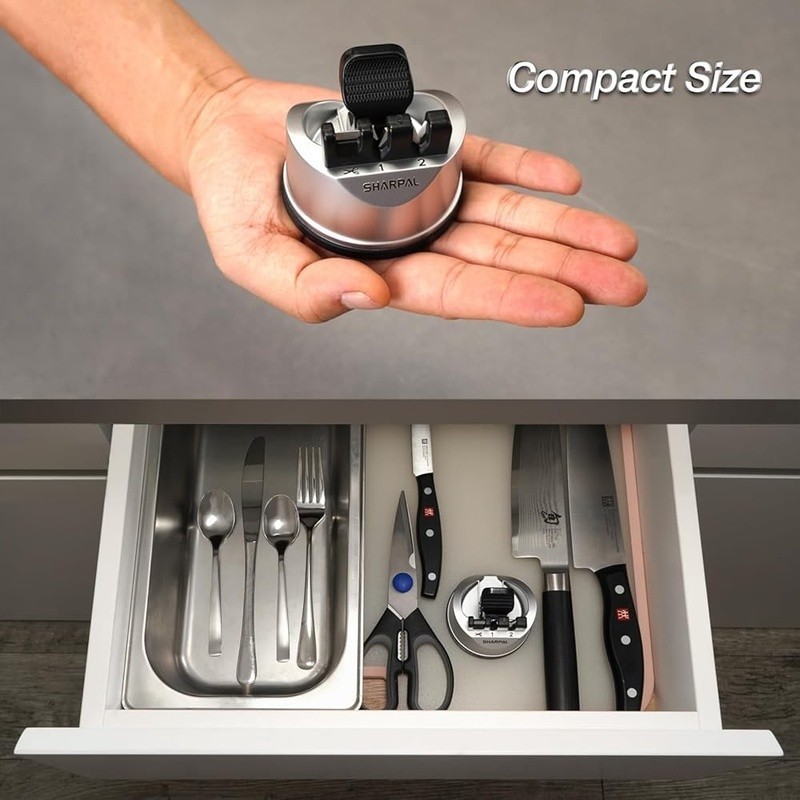3-Stage Knife Sharpener W/ Strong Suction Base & User-Friendly Design Scissors