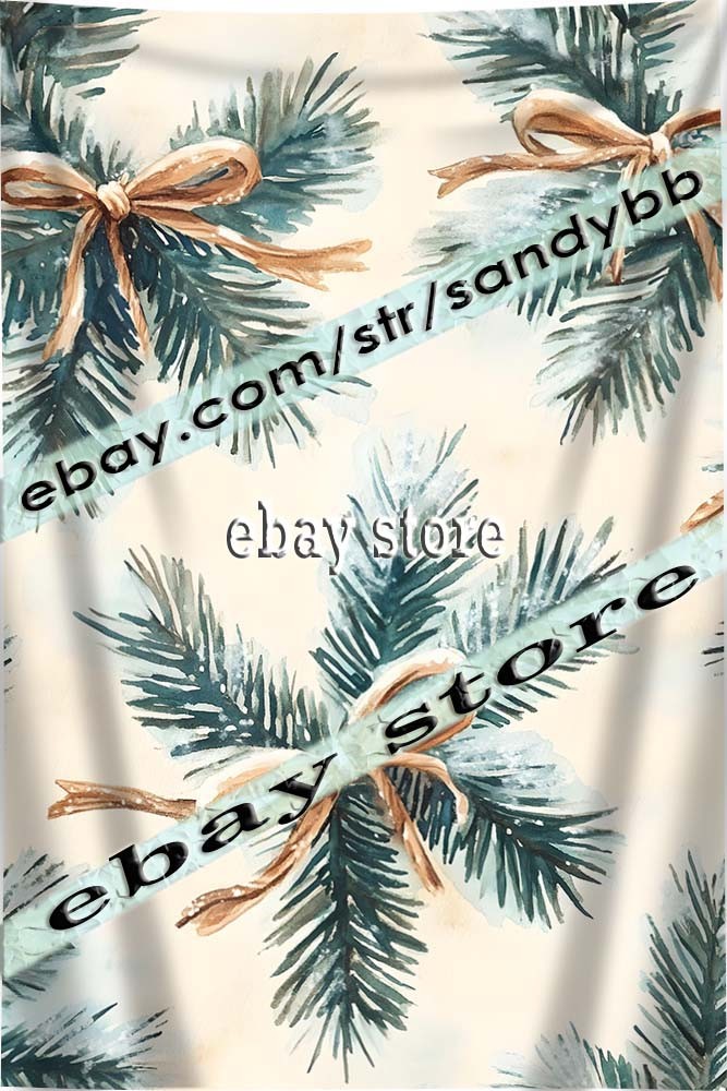 Pine Sprig tapestry pine bow neutral scene 39X59 in