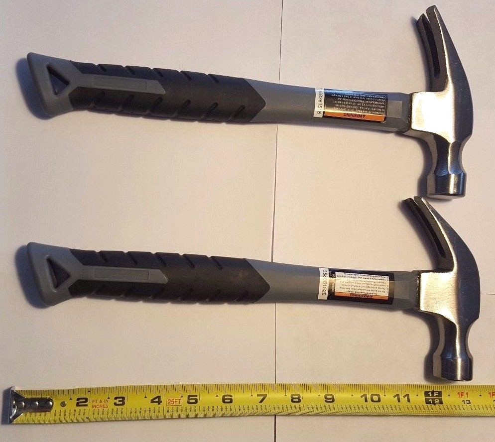 Set of 2 16 oz. Fiberglass Rip Hammer and Claw Hammer