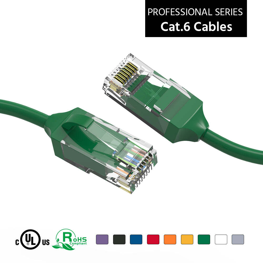 1Ft CAT6 28AWG Slim Ethernet Network Cable Green