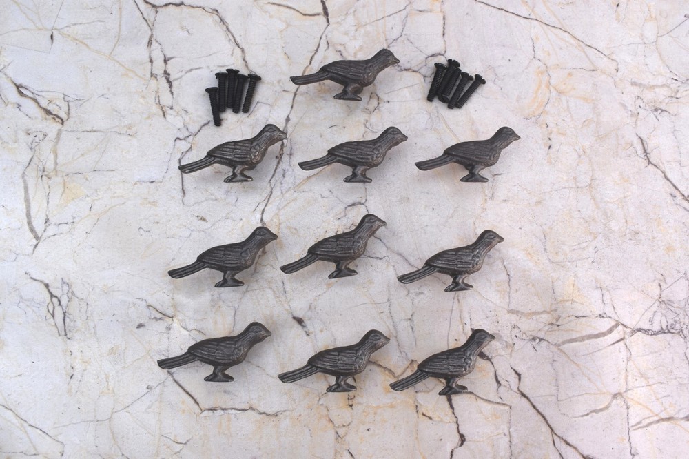 Vintage cast iron Bird Shape cabinet drawer door Gate knobs handles pull 10pcs