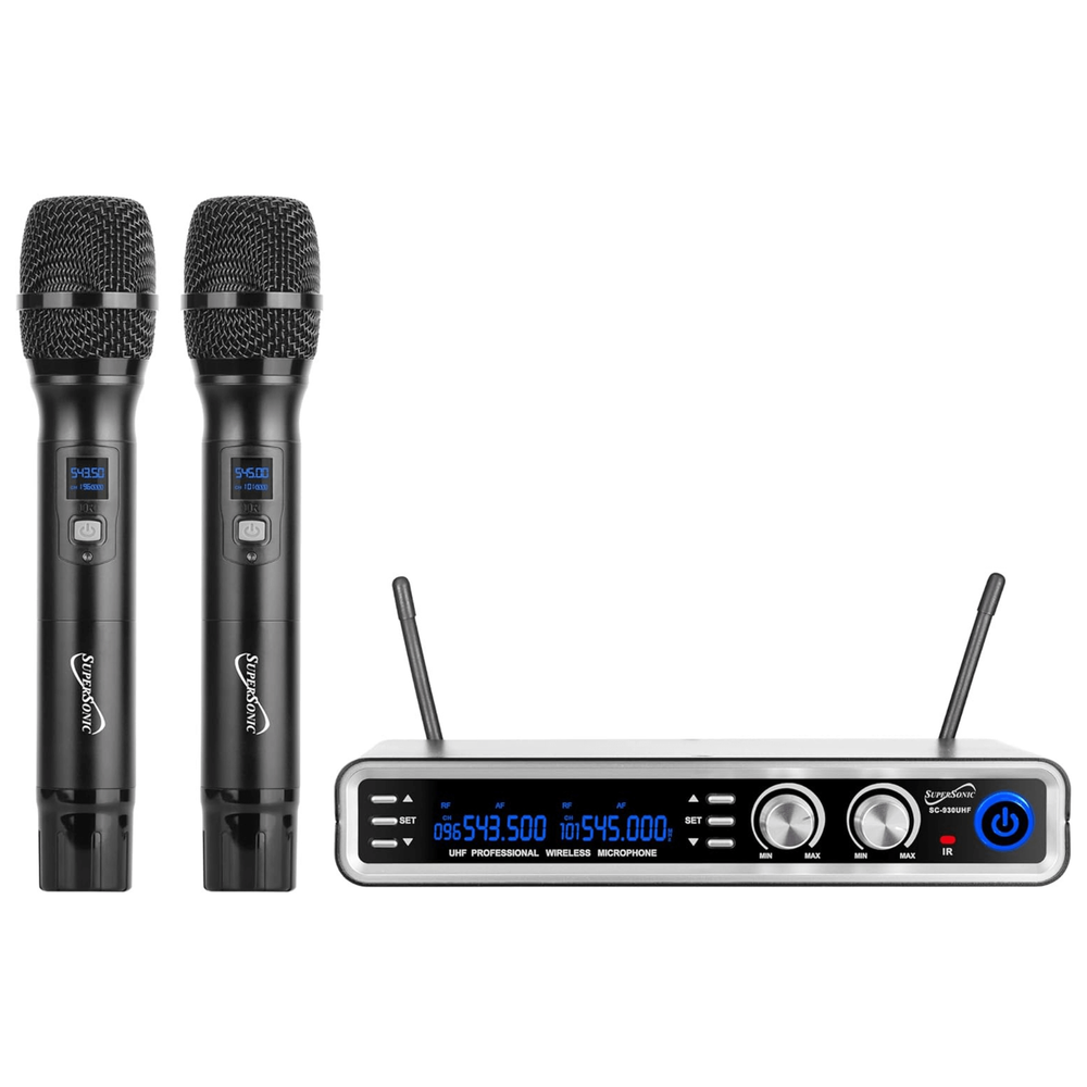 Supersonic UHF Dual Channel Selectable Frequencies Pro Wireless Microphone