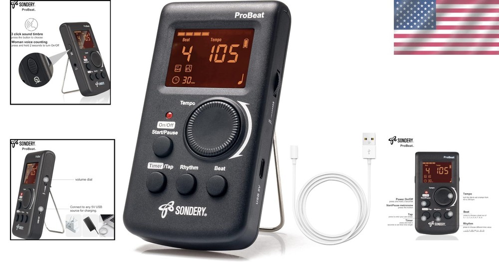 Rechargeable Digital Metronome with Vocal Counting