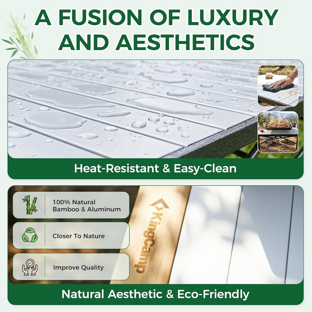 Camping Table Folding Portable Table Aluminum Roll up Lightweight Foldable Large