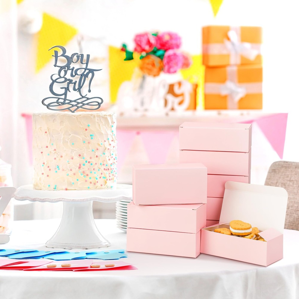 36 Pcs Pink Cookie Boxes Small Bakery Biscuit Boxes for Dessert Cake Donuts P...