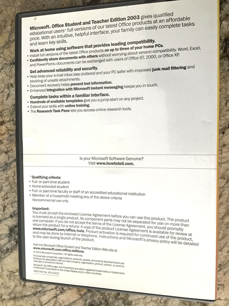 MICROSOFT OFFICE 2003 WINDOWS STUDENT AND TEACHER EDITION