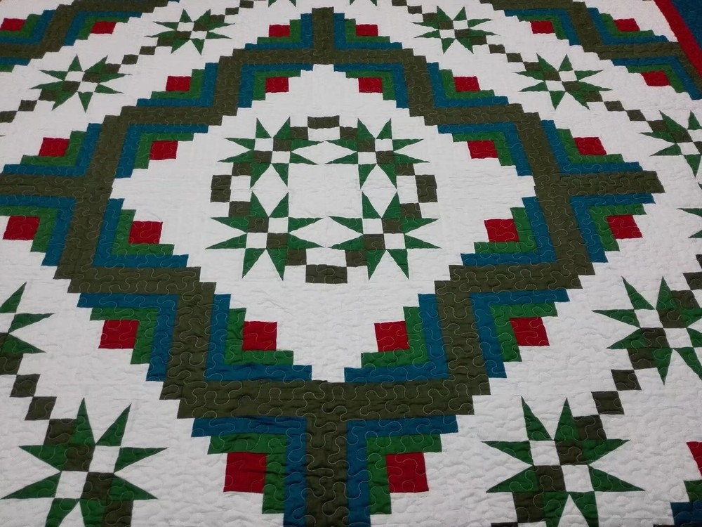 Queen Size Star Patchwork Quilt #J-98