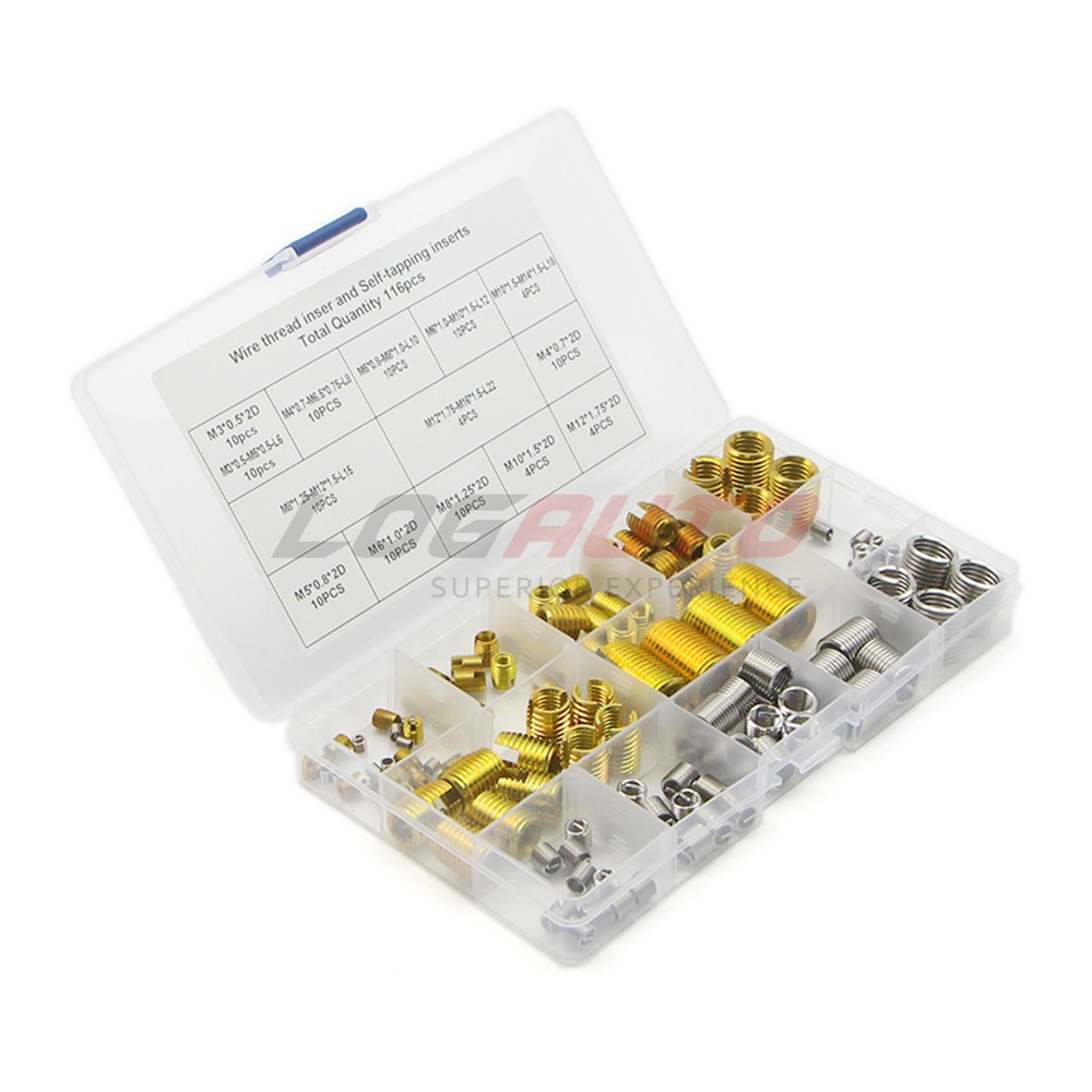 116pcs Self Tapping Thread Insert Helicoil Threaded Inserts Set Stainless Steel