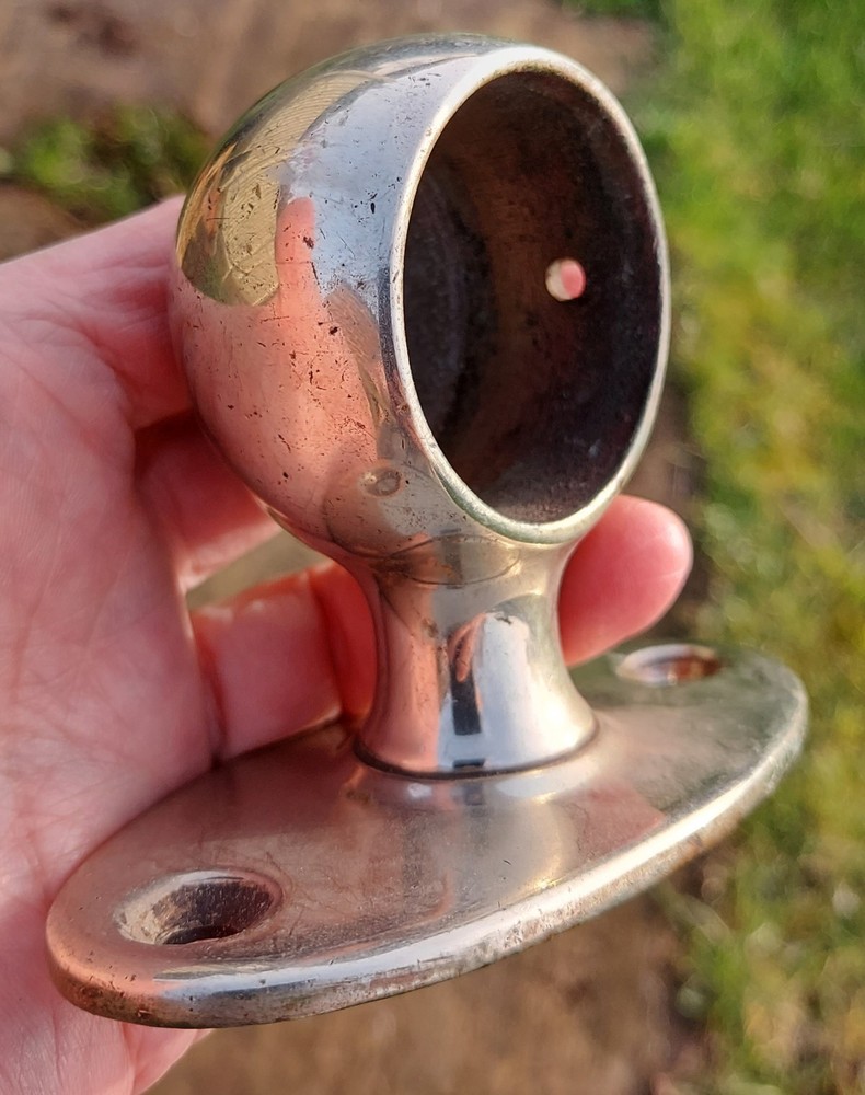 Vintage Chromed Pole Brackets, 2x End Support and 1xCentral Support - circa 70's
