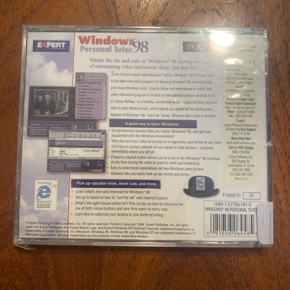Windows 98 Personal Tutor (PC CD-ROM, 1998, Expert Software) Brand New Sealed