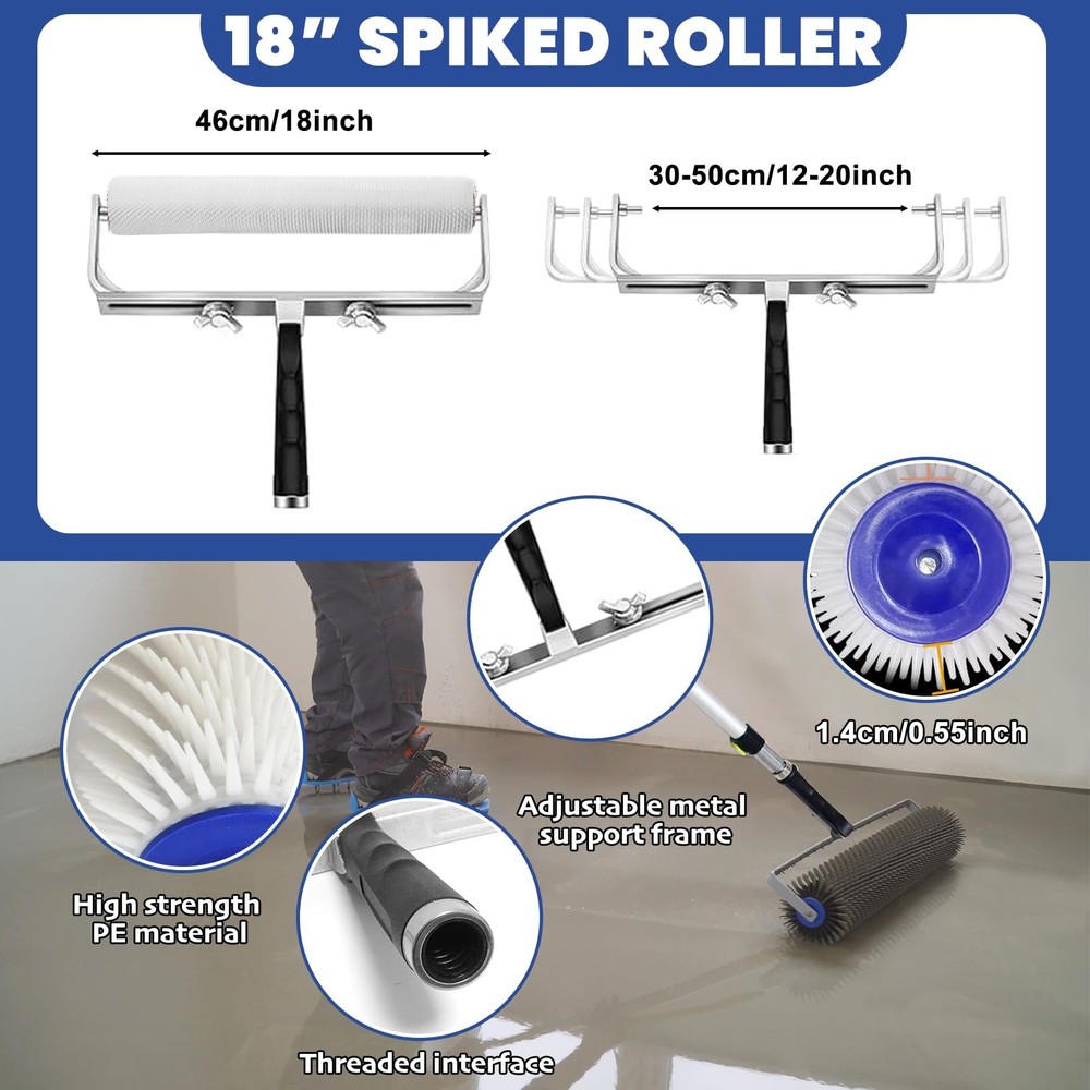 Self-Levelling Cement Tool Kit, Epoxy Floor Kit, Spike Roller for Self Leveli...