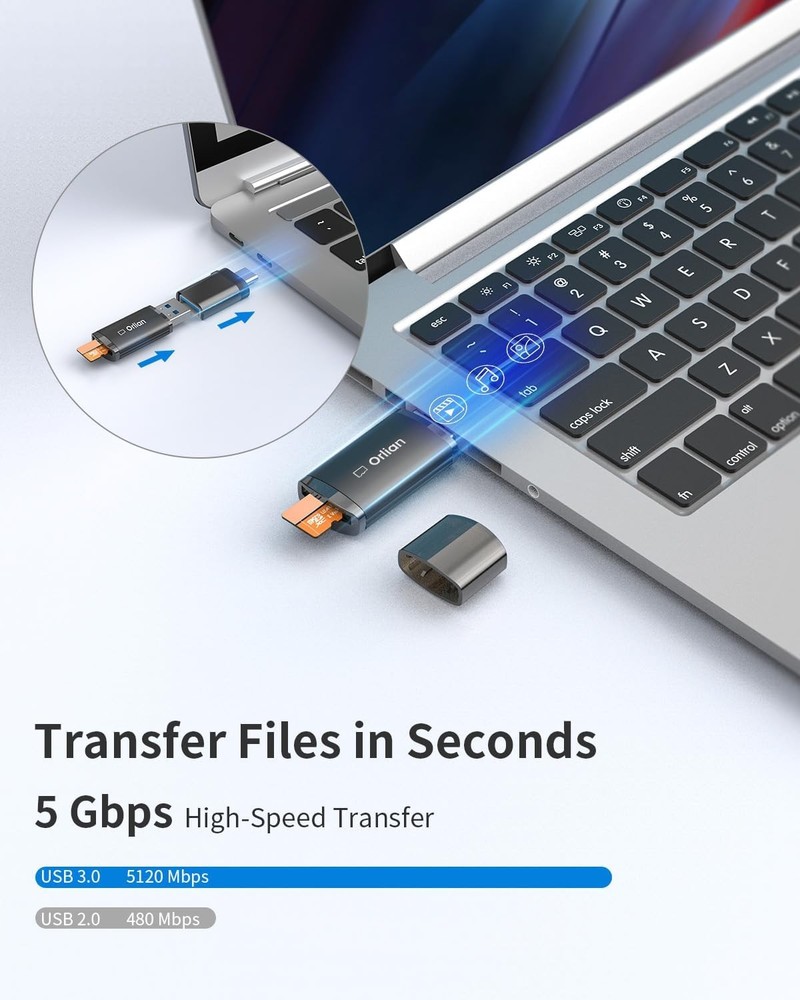 USB 3.0 Micro SD Card Reader, 5Gbps Speed Adapter 1 Pack, Black