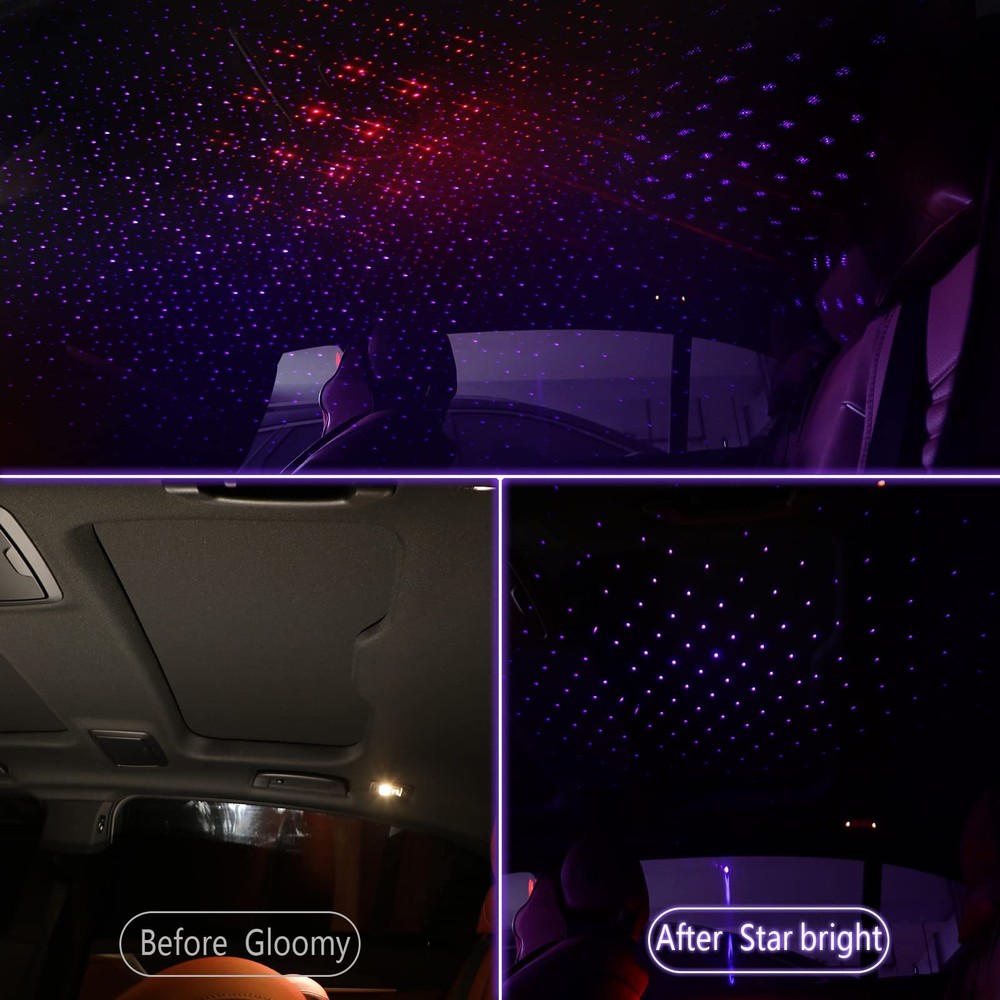 2 Pack USB Star Projector Night Light Adjustable Romantic Projector Car Inter...