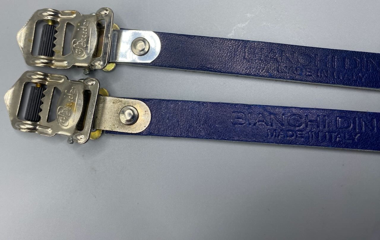 New ALFREDO BINDA Toe Straps One Pair Dark Blue