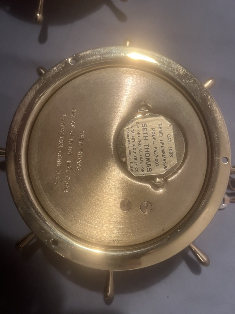 Vintage Seth Thomas Nautical Brass Clock And Barometer/w Key