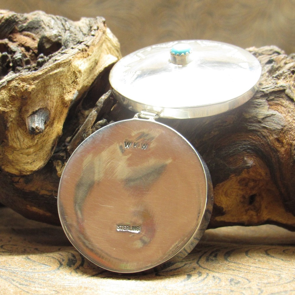 Small Sterling Silver Turquoise Pill Container+