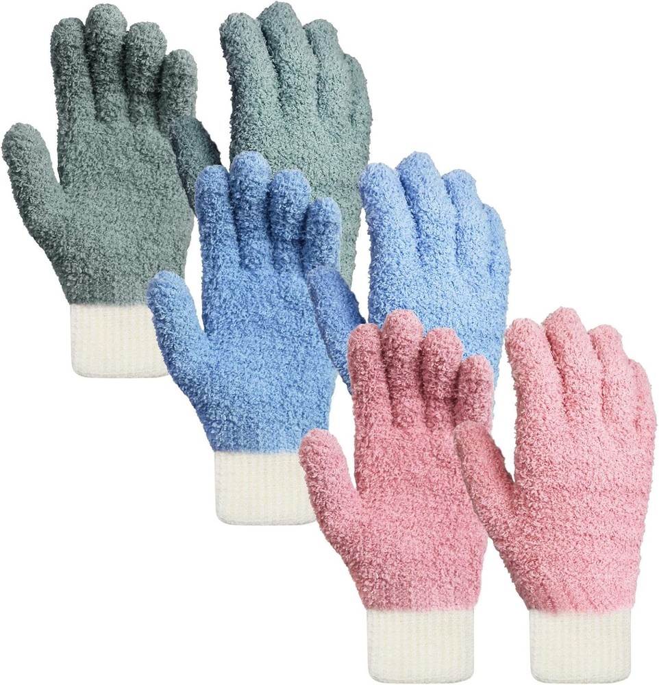 3 Pairs Multi-Purpose Microfiber Dusting Gloves for Efficient Home Care (S/M)