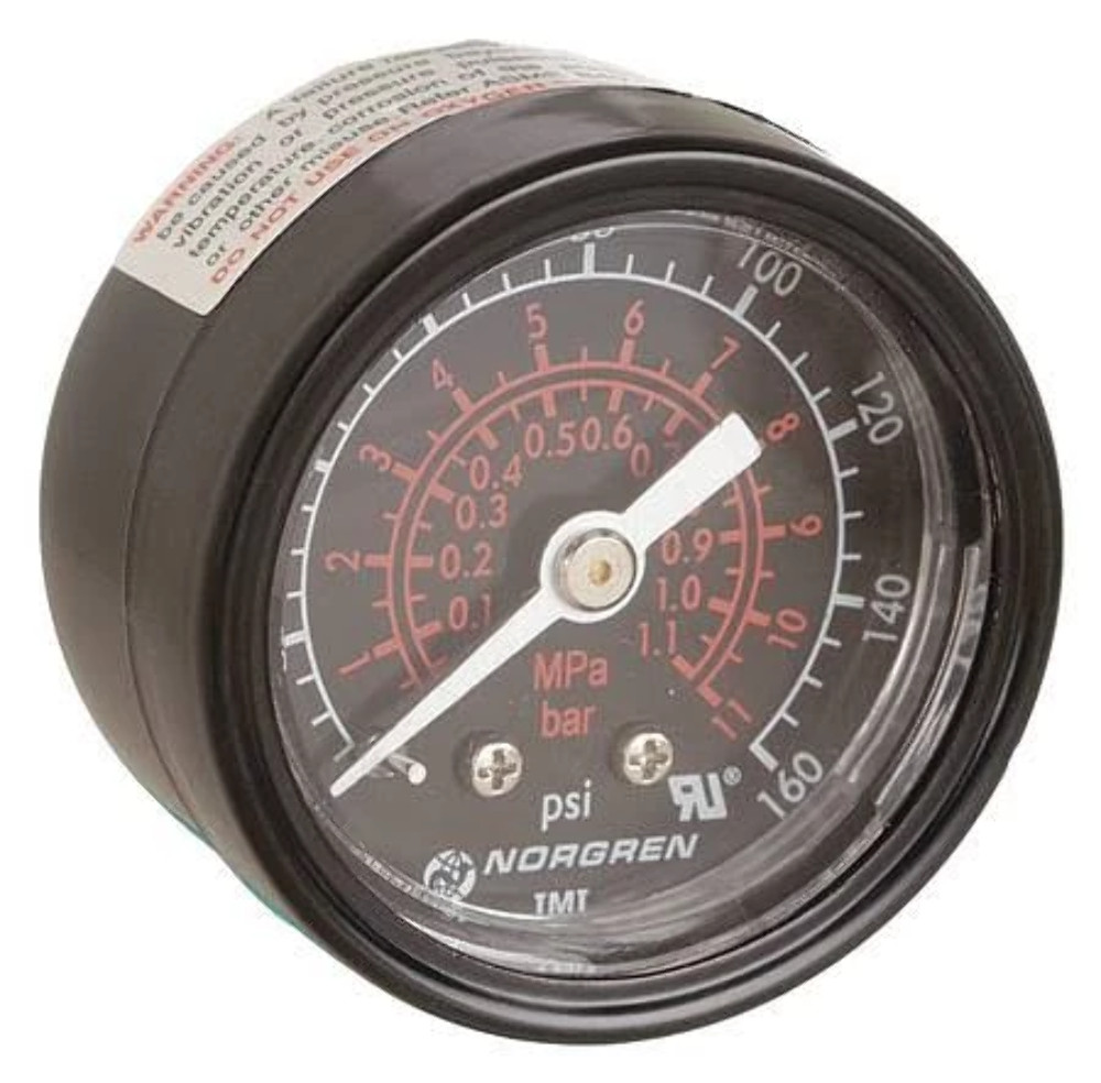 Norgren 18-013-212 Pressure Gauge 1/8" NPT Black 0-160 PSI 2" Diameter