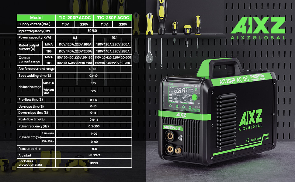AIXZ 200A AC DC Alu TIG Welder with Foot Pedal,5in1 HF Pulse TIG Welding Machine