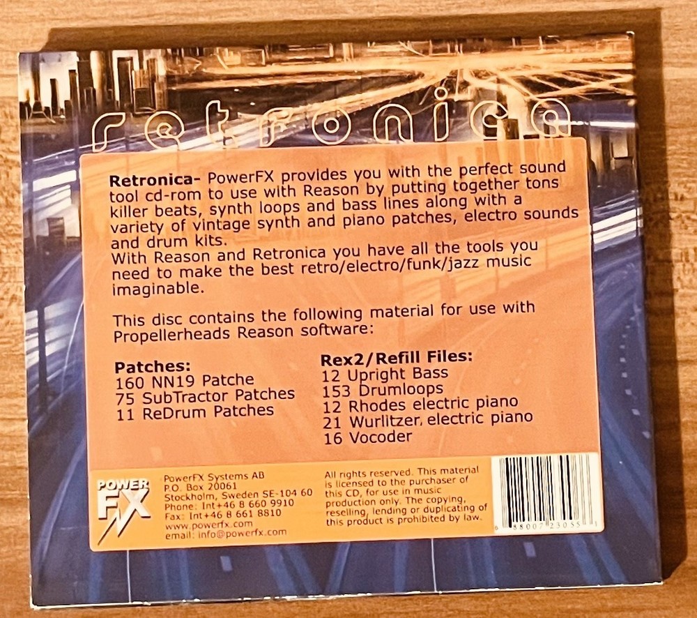 Power FX- RETRONICA SAMPLES FOR REASON Sample Loops Library CD