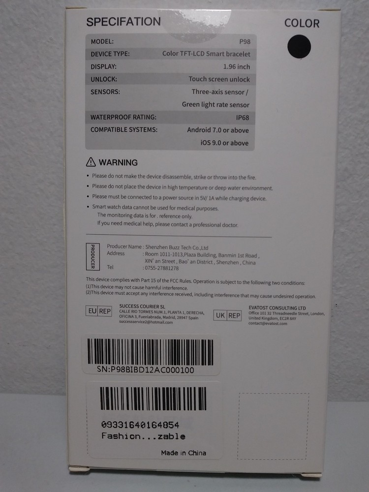 P98 COLOR TFT-LCD SMART BRACLET