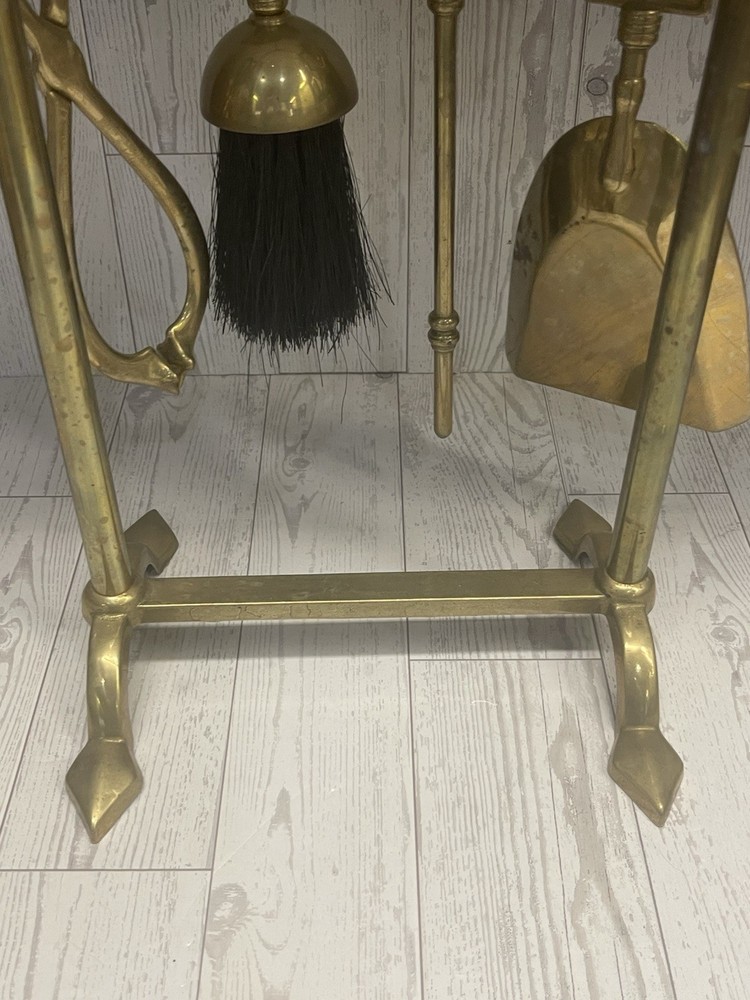 VTG Nautical Solid Brass Fireplace Tools Complete Set 5 Piece HMS Victory