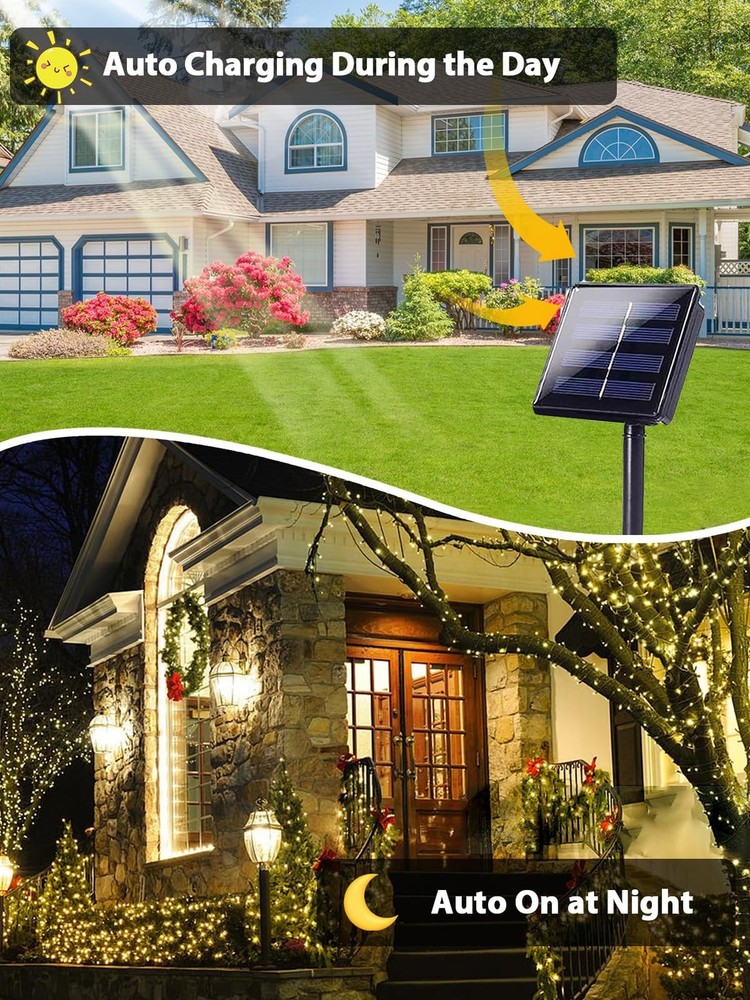 6 Pack 600 LED Solar String Lights for Outside, Solar Christmas Lights Outdoo...