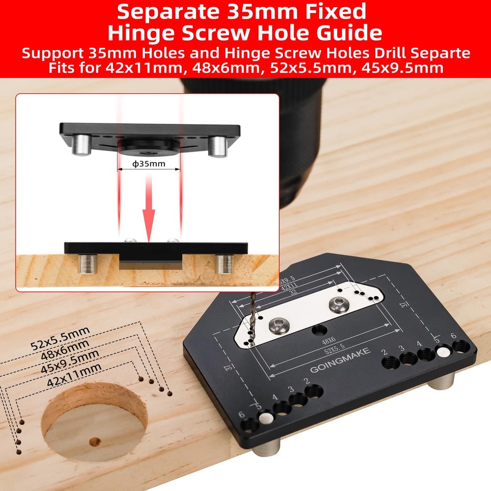 GOINGMAKE 3-Axis Concealed Hinge Jig Ultra with Extra Hinge Screw Hole Guide ...