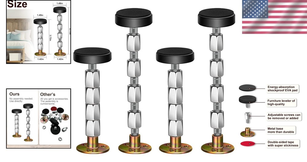 Adjustable Threaded Bed Frame Stabilizer - Stop Shaking & Enhance Sleep Quality