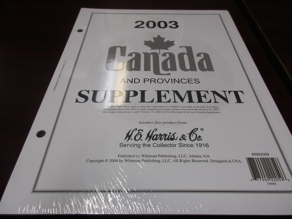 "H.E.HARRIS" 2003 CANADA  W/FREE SHIPPING!!!