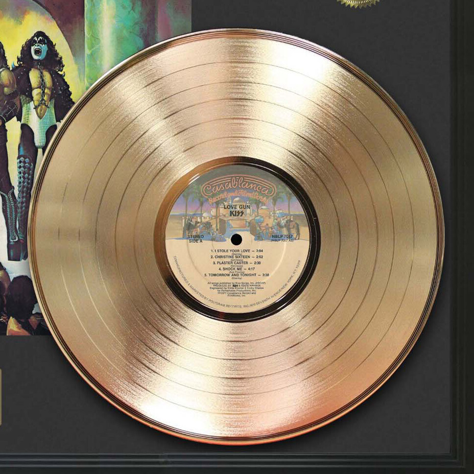 KISS Love Gun Framed Legends Of Music Gold LP Record Display