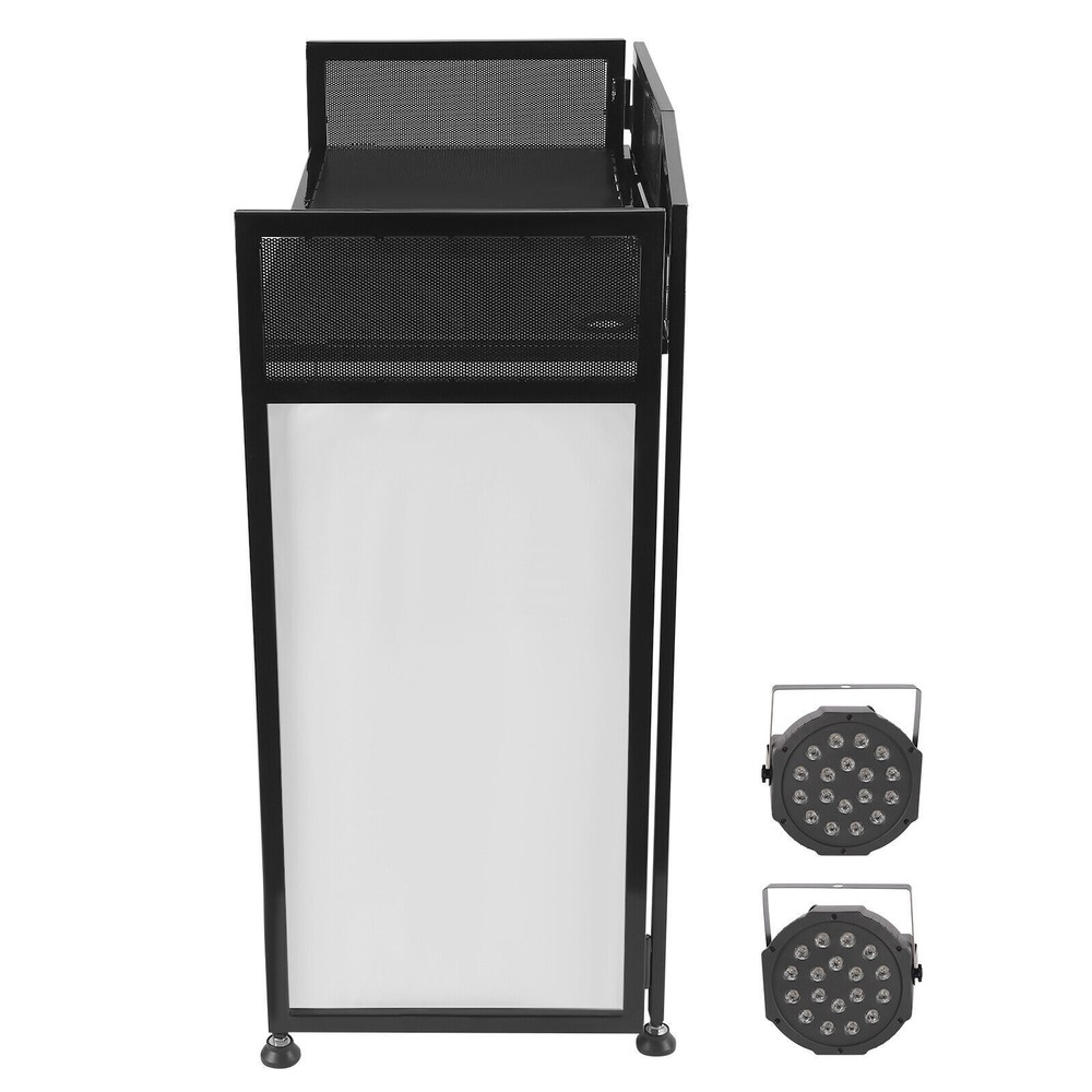 DJ Event Booth Facade with LED Lights, Portable Table & Adjustable Scrims
