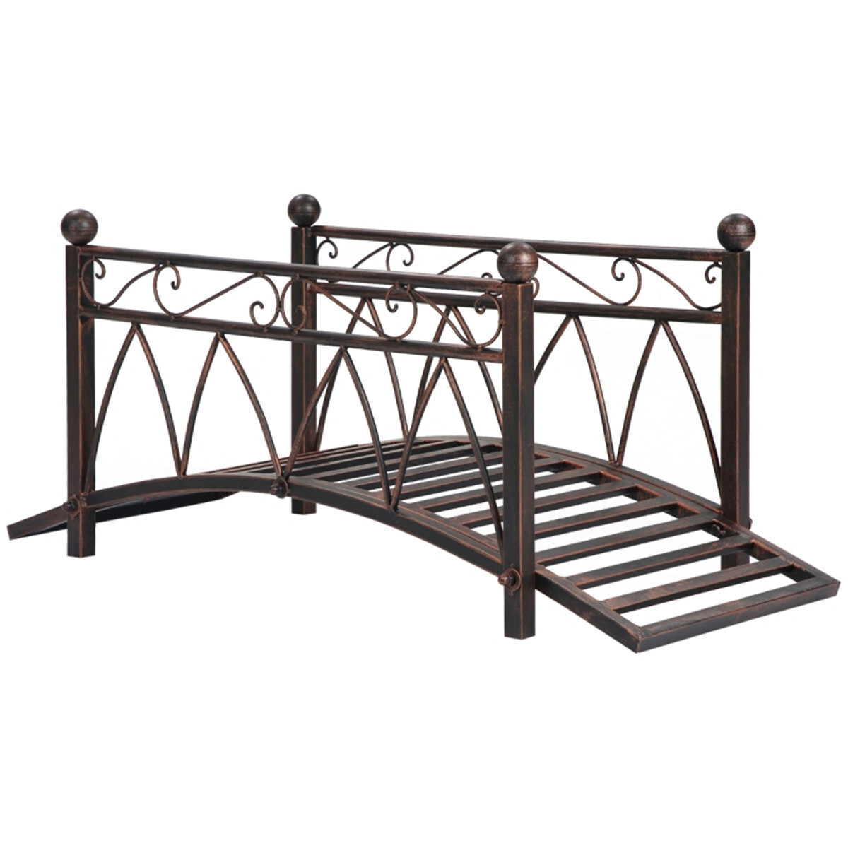 Garden Bridge Vintage Style Curved Bridge Frame with Scrollwork Motifs