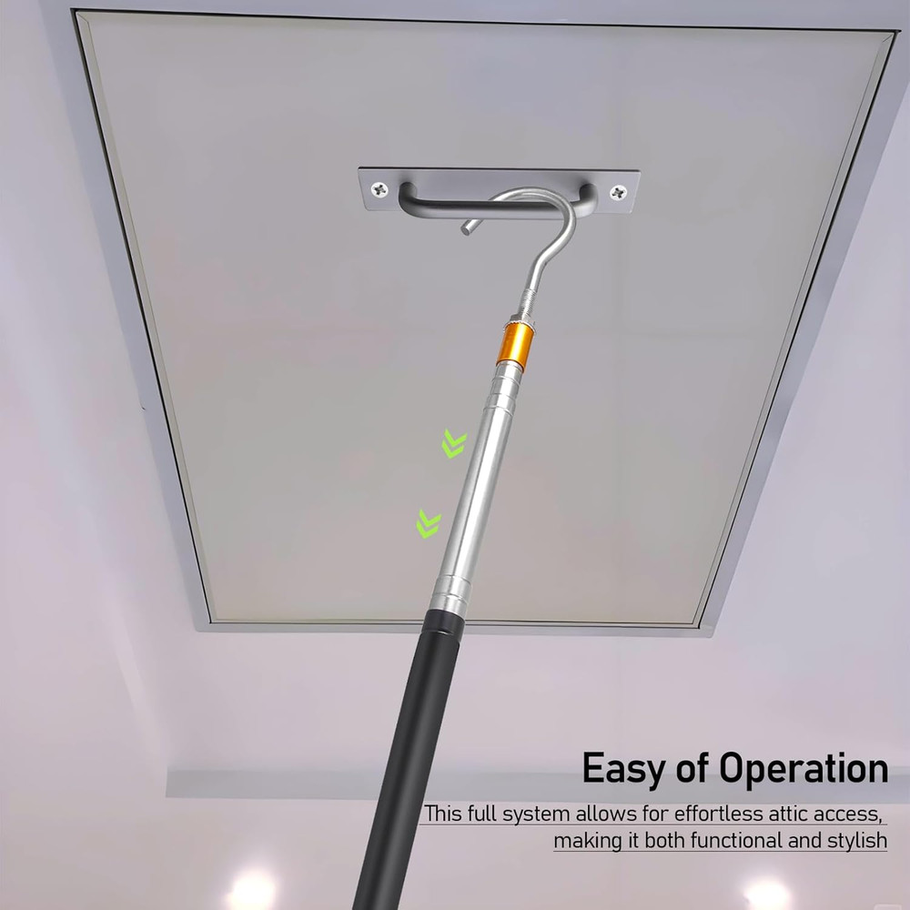 Attic Ladder Pull Down System - 60" Telescopic Rod with Aluminum Handle